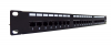 Patch panel 19 24 porty, kat.6, U/UTP, 1U, wspornik kablowy, czarny (kompletny)